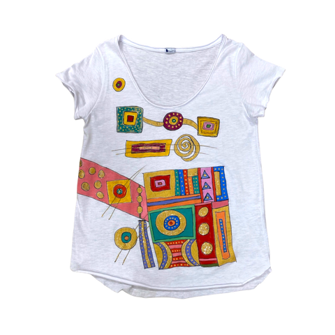 T-shirt bianca dipinta a mano